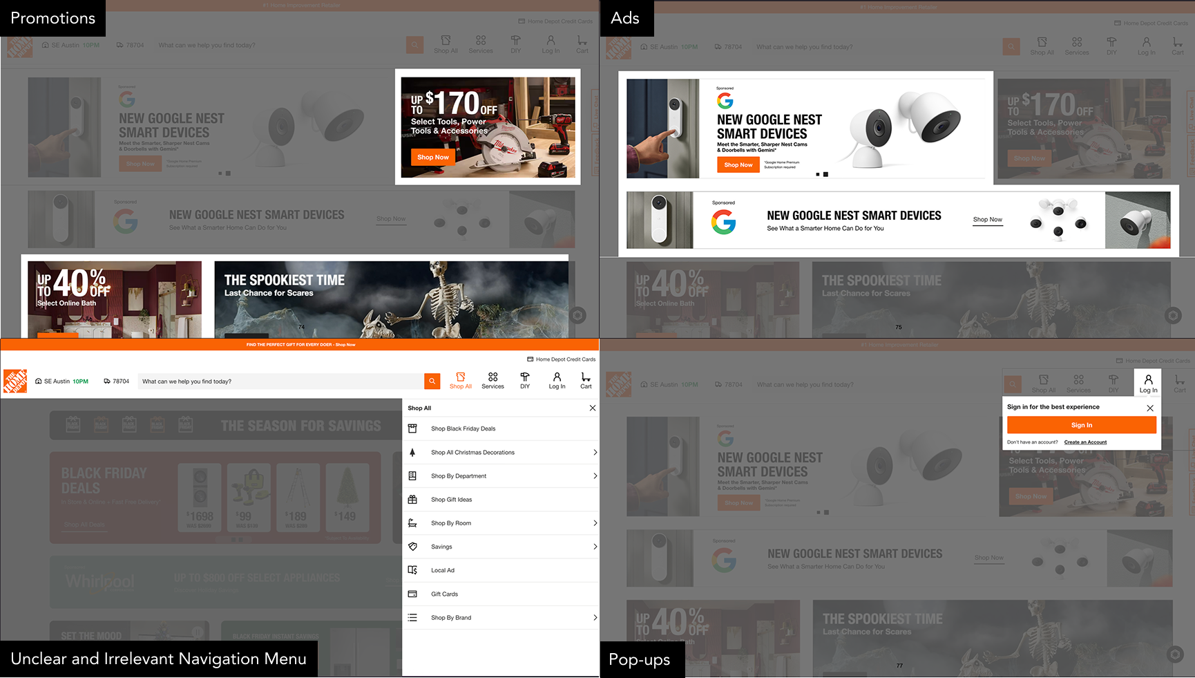 Types of Webpage Distractions